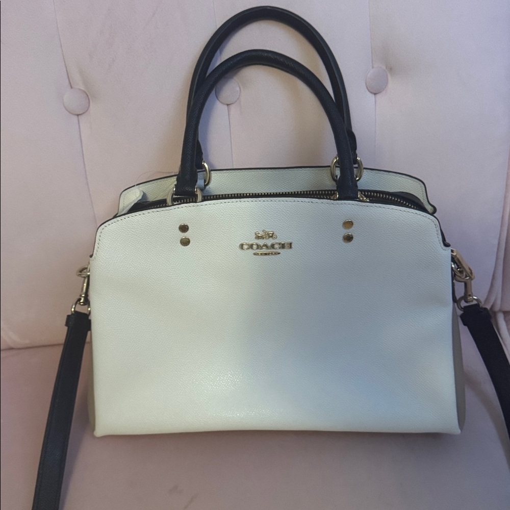 Coach Cream and Black Satchel